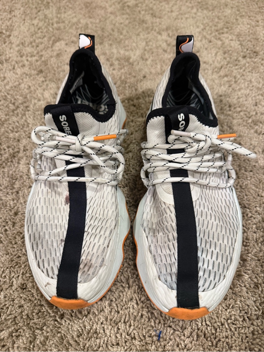 Sorel Kinetic Lite Lace Sneakers Women Size 8.5 White Black Orange Athletic Shoe